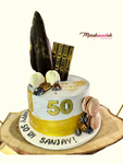 Golden 50th Birthday theme cake for Men (Pure Chocolate Truffle Cake)