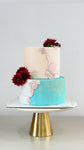 Wedding Cake in Teal,Dusky rose and fresh flowers , 5 kg plus