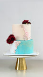 Wedding Cake in Teal,Dusky rose and fresh flowers , 5 kg plus