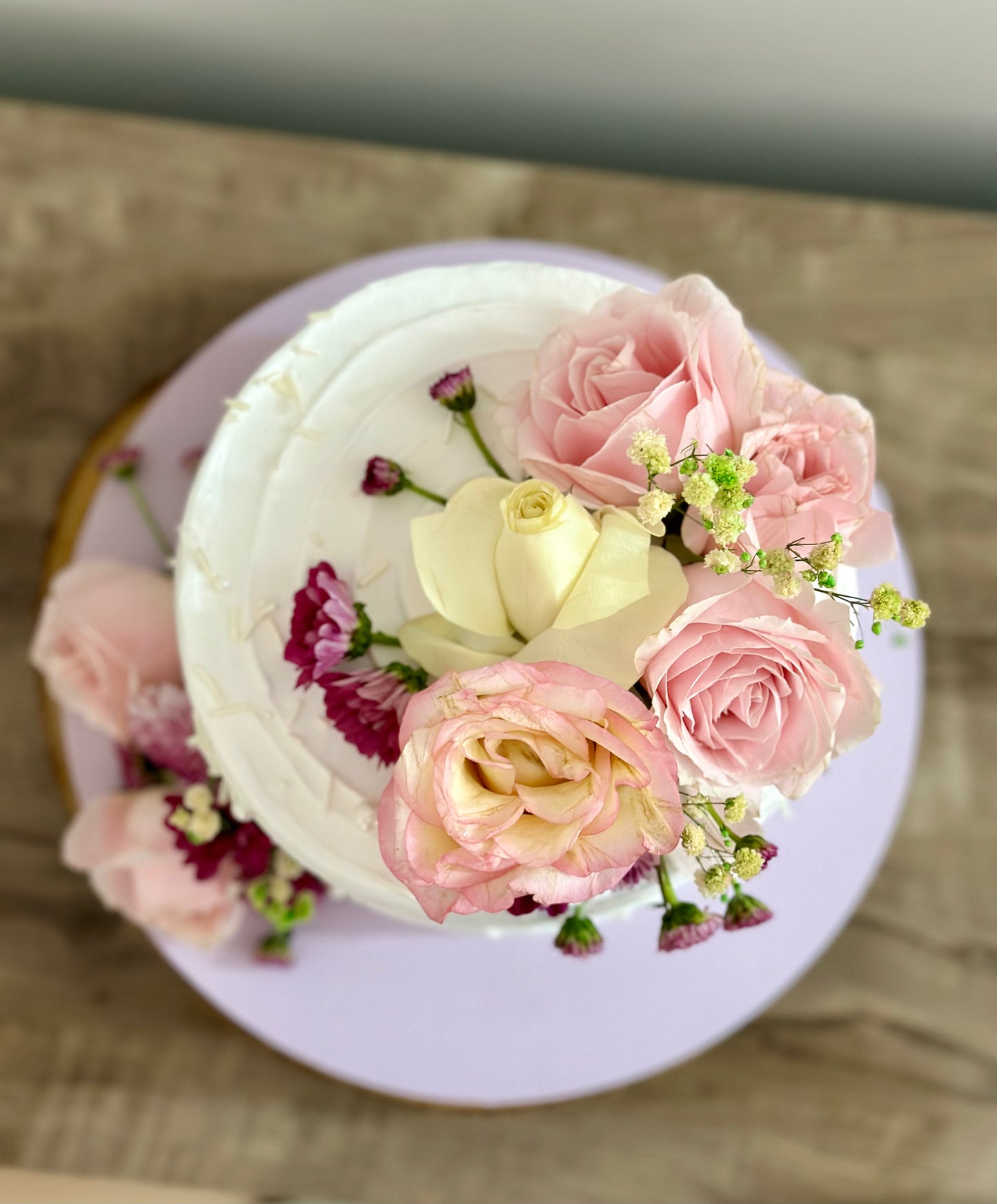 Cake with Fresh Flowers