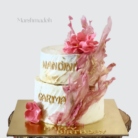 Floral Grey Cake. Customized Cakes Bakery. Noida & Gurgaon – Creme Castle